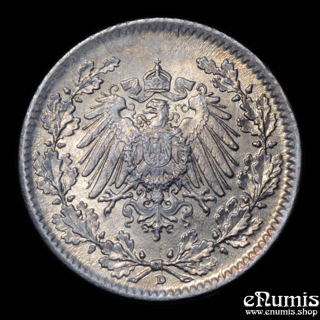 German Empire, 1/2 Mark 1918 D, Munich, UNC