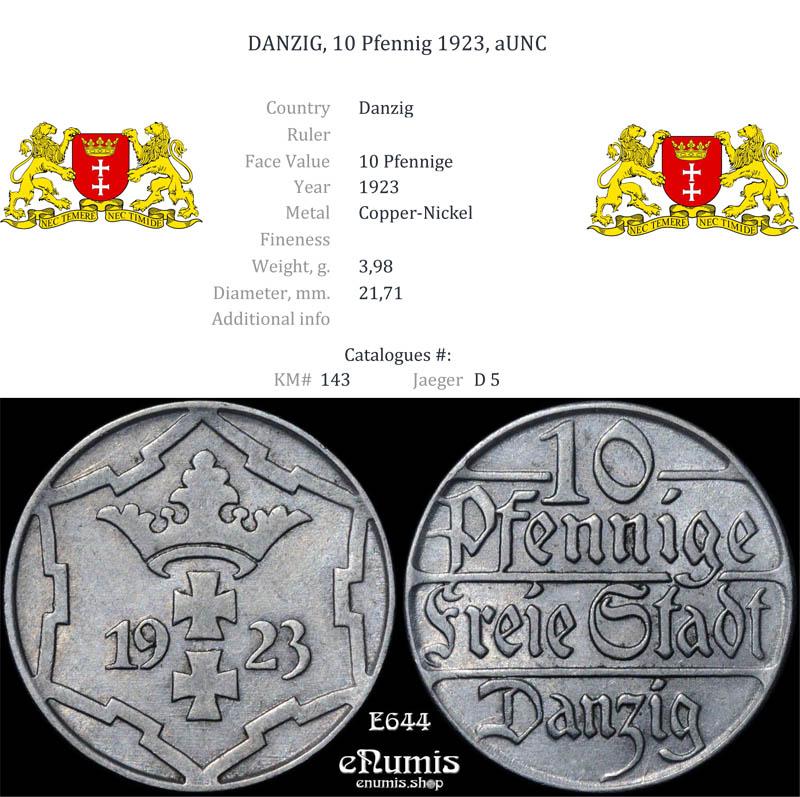 DANZIG, 10 Pfennig 1923, aUNC