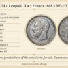 BELGIUM, Leopold II, 5 Francs 1868, XF-UNC/UNC BELGIUM, Leopold II, 5 Francs 1868, XF-UNC/UNC