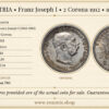 AUSTRIA, Franz Joseph I, 2 Corona 1912, aUNC