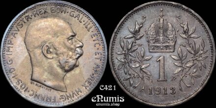 AUSTRIA, Franz Joseph I, 1 Corona 1913, toned, aUNC