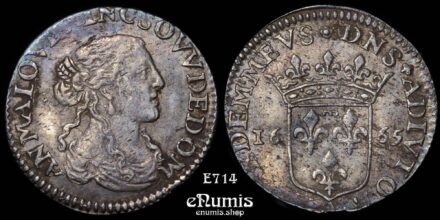 FRANCE, Dombes, Anna Maria Luisa, Luigino 1/12 Ecu 1665, XF-UNC