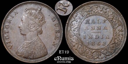 INDIA, Victoria, 1/2 Half Anna 1862, Bombay, aUNC/UNC