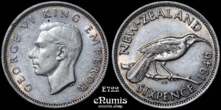 NEW ZEALAND, George VI, 6 Pence 1946, aUNC