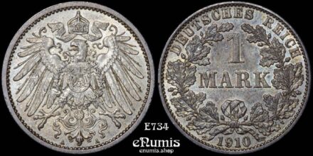 GERMAN EMPIRE, 1 Mark 1910 A, Berlin, UNC