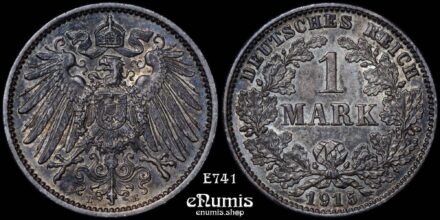 GERMAN EMPIRE, 1 Mark 1915 E, Muldenhutten, toned, UNC