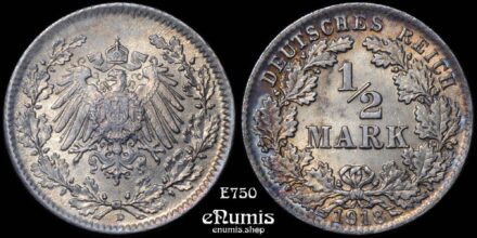 GERMAN EMPIRE, 1/2 Mark 1918 D, Munich, UNC