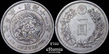 JAPAN, Meiji, Yen 1878, Year 11, Rare!, Shallow Veins, XF-UNC