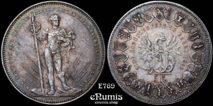 SWITZERLAND, 5 Francs 1879, Basel, Shooting Thaler, XF-UNC