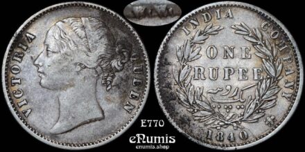 INDIA, Victoria, Rupee 1840, divided legend, Double Struck Mintmark, VF+