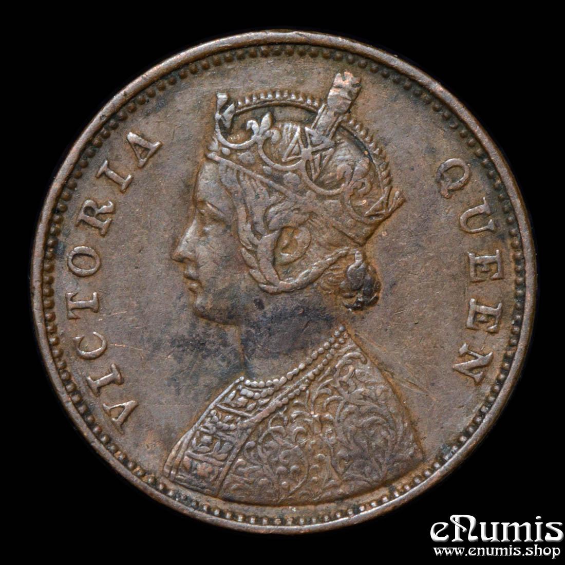 INDIA, Victoria, 1/4 Quarter Anna 1862, Bombay, bead dot, Rare!, VF-XF