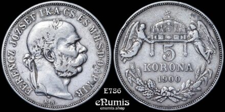 HUNGARY, Franz Joseph I, 5 Korona 1900, VF
