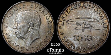 SWEDEN, Gustaf VI Adolf, 10 Kronor 1972, 90th Birthday, toned, UNC