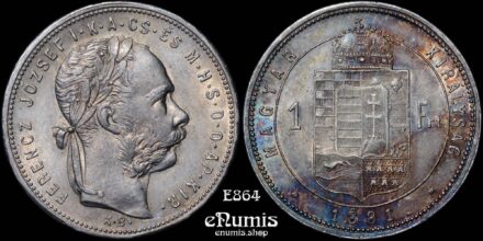 HUNGARY, Franz Joseph I, 1 Forint 1881, toned, aUNC
