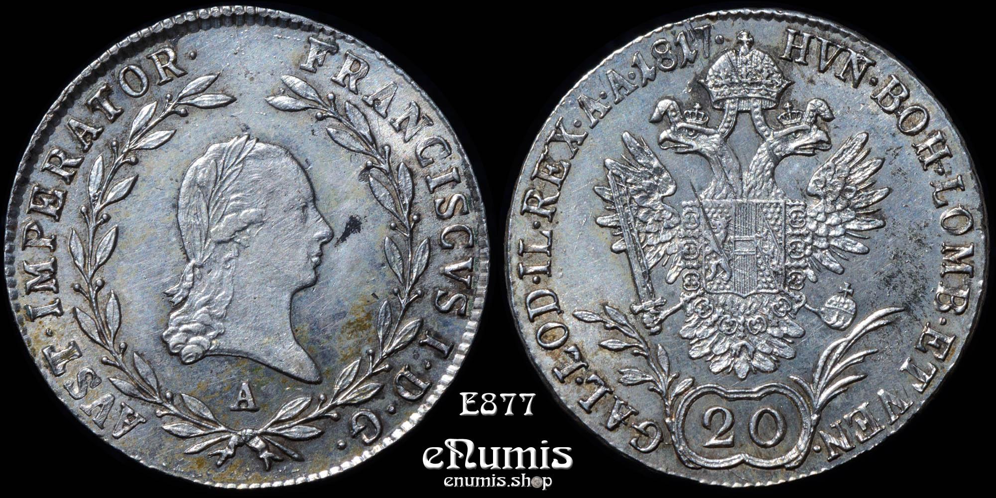 AUSTRIA, Franz I, 20 Kreuzer 1817 A, UNC