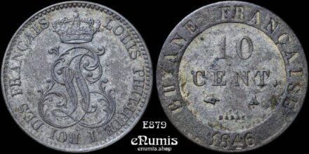 French Guiana, Louis Philippe, 10 Centimes 1846, XF