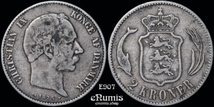 DENMARK, Christian IX, 2 Kroner 1875 HC//CS, VF