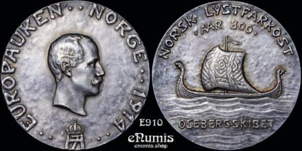 NORWAY, Haakon VII, Medal 1914, Oseberg ship, silver, aUNC