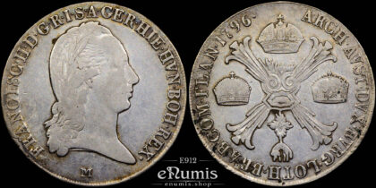 AUSTRIA, Franz II, Taler Crocione 1796 M, Milan, VF+