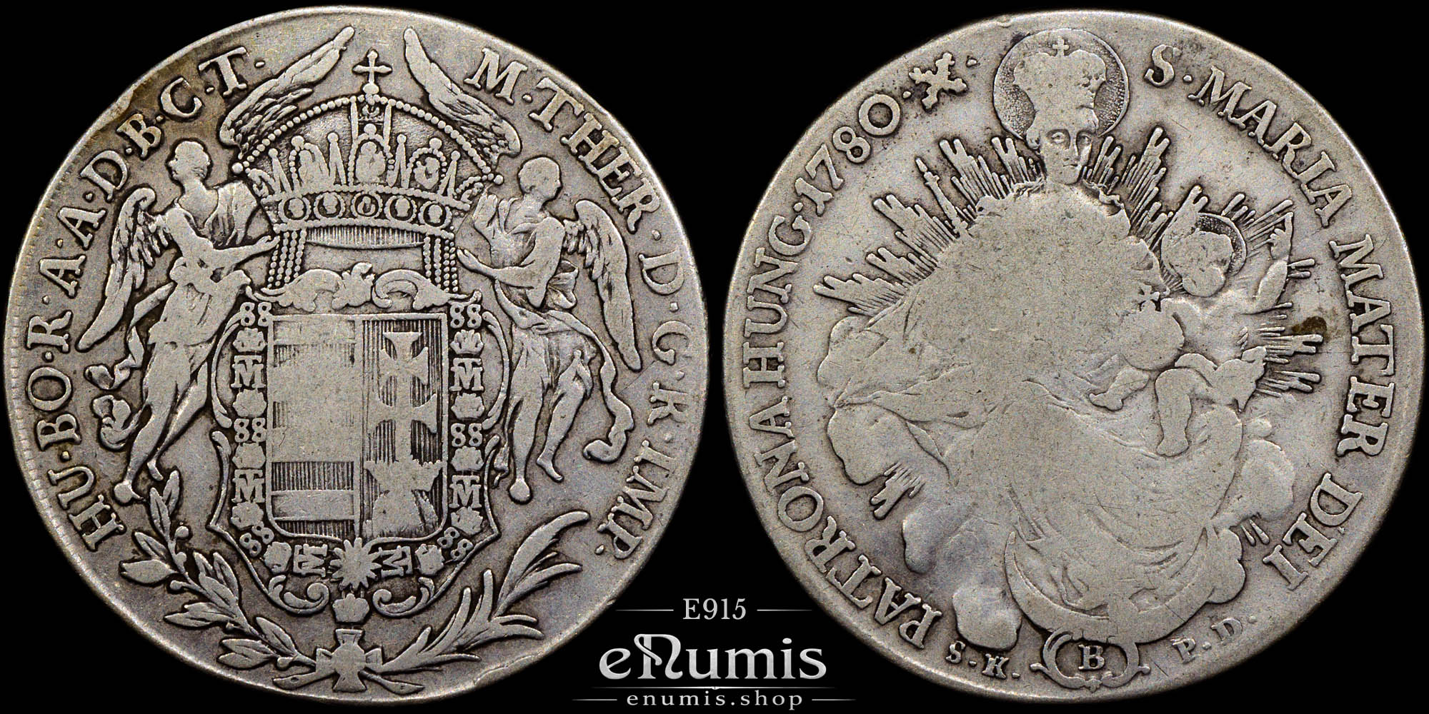 HUNGARY, Maria Theresa, Taler 1780 SK-PD, Kremnitz, F-VF HUNGARY, Maria Theresa, Taler 1780 SK-PD, Kremnitz, F-VF
