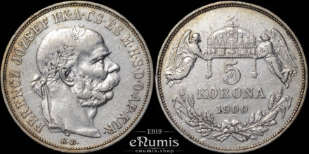 HUNGARY, Franz Joseph I, 5 Korona 1900, VF+