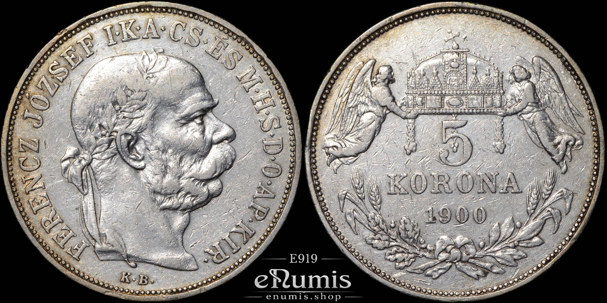 HUNGARY, Franz Joseph I, 5 Korona 1900, VF+