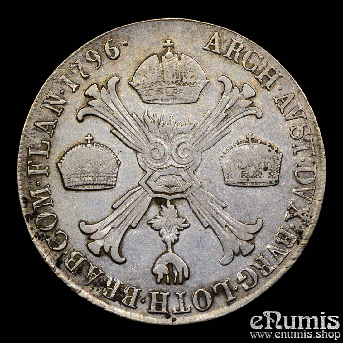 AUSTRIA, Franz II, Taler Crocione 1796 M, Milan, VF+ AUSTRIA, Franz II, Taler Crocione 1796 M, Milan, VF+