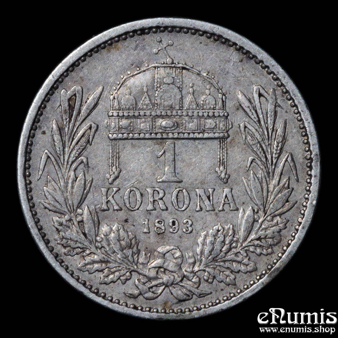 HUNGARY, Franz Joseph I, 1 Korona 1893, VF-XF