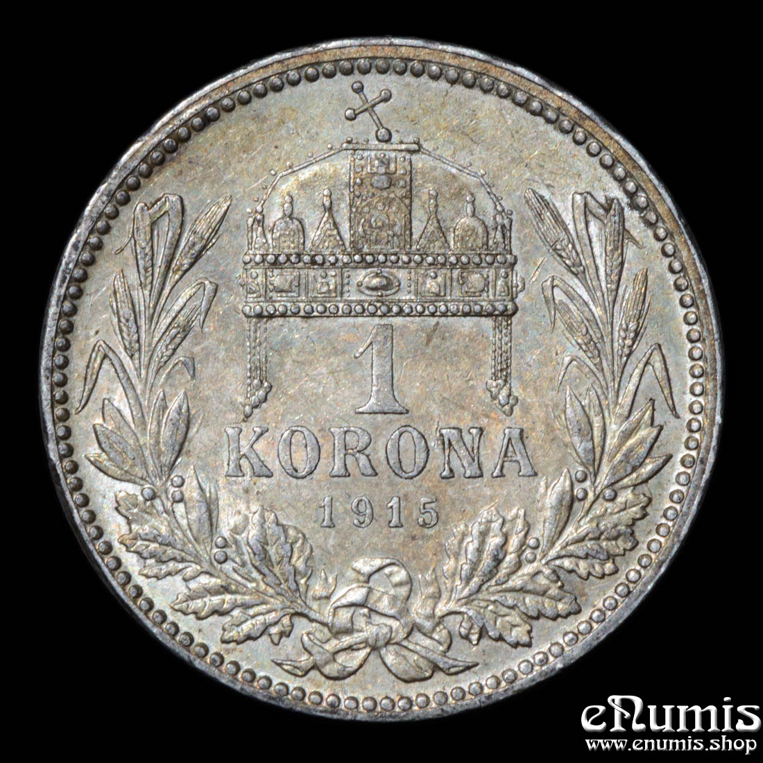 HUNGARY, Franz Joseph I, 1 Korona 1915, toned, aUNC