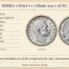 SERBIA, Peter I, 1 Dinar 1912, aUNC