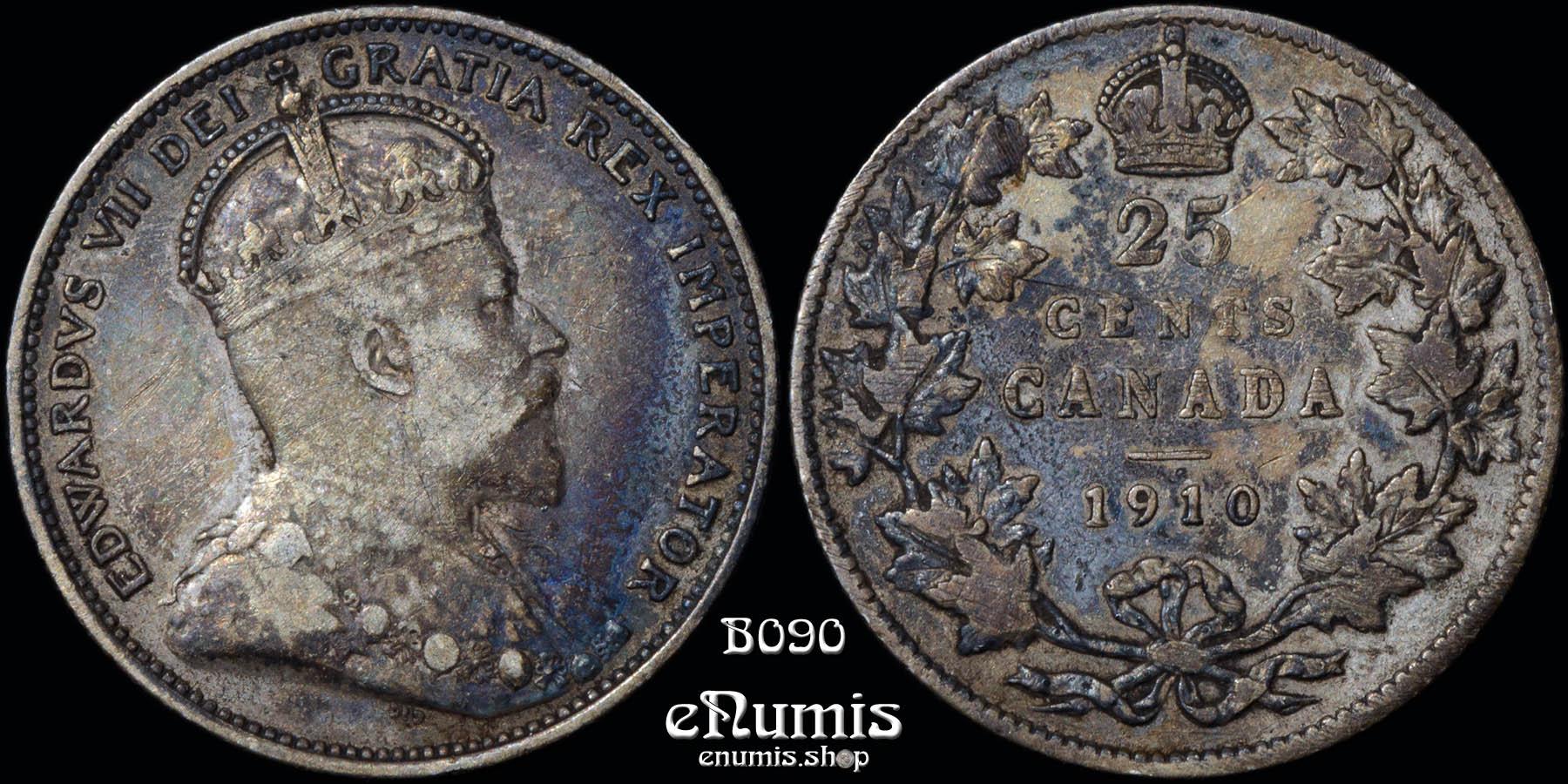 CANADA, Edward VII, 25 Cents 1910, toned, VF-XF