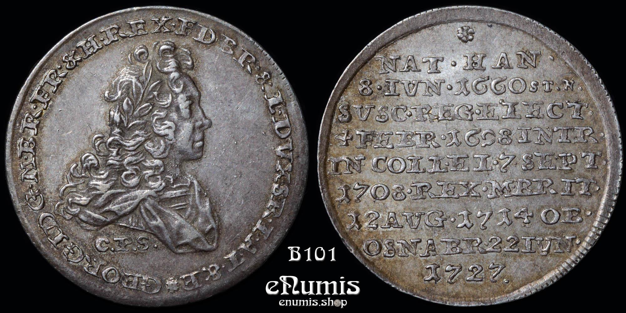 GERMANY Hannover, George I, 1/4 Taler 1727, King's death, XF-UNC