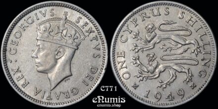 CYPRUS, George VI, Shilling 1949, XF-UNC