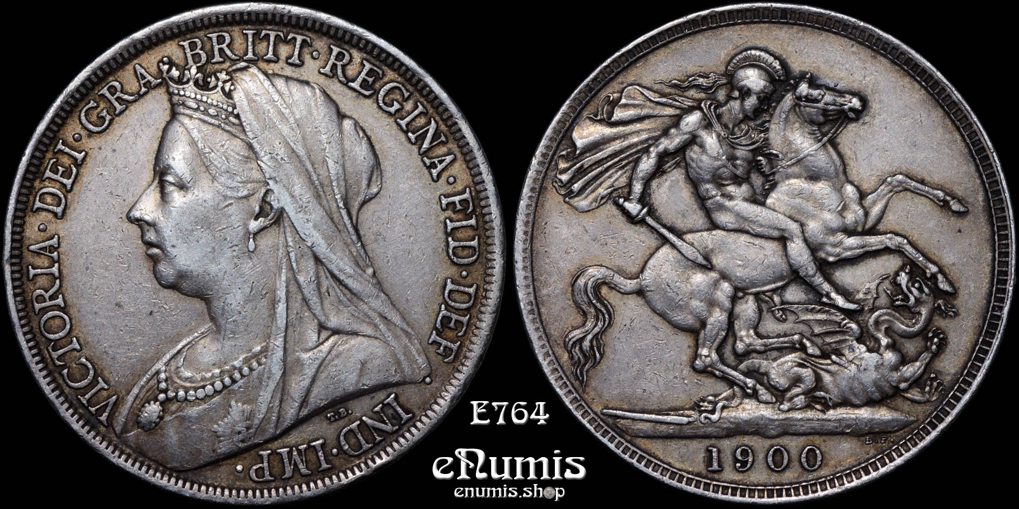 Great Britain, Victoria, Crown 1900, LXIII, 2E, Rare die pairing, XF (Museum)