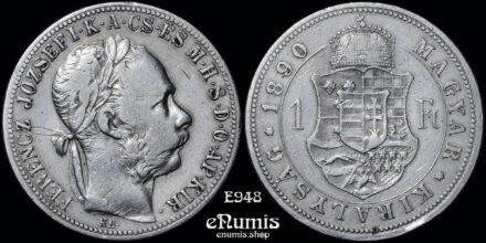 HUNGARY, Franz Joseph I, 1 Forint 1890, Fiume, VF/VF+
