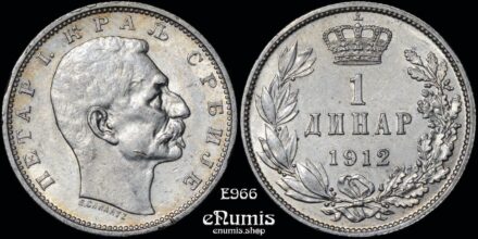 SERBIA, Peter I, 1 Dinar 1912, aUNC