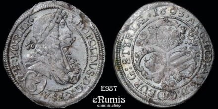 AUSTRIA, Leopold I, 3 Kreuzer 1695 IA, Graz, aUNC
