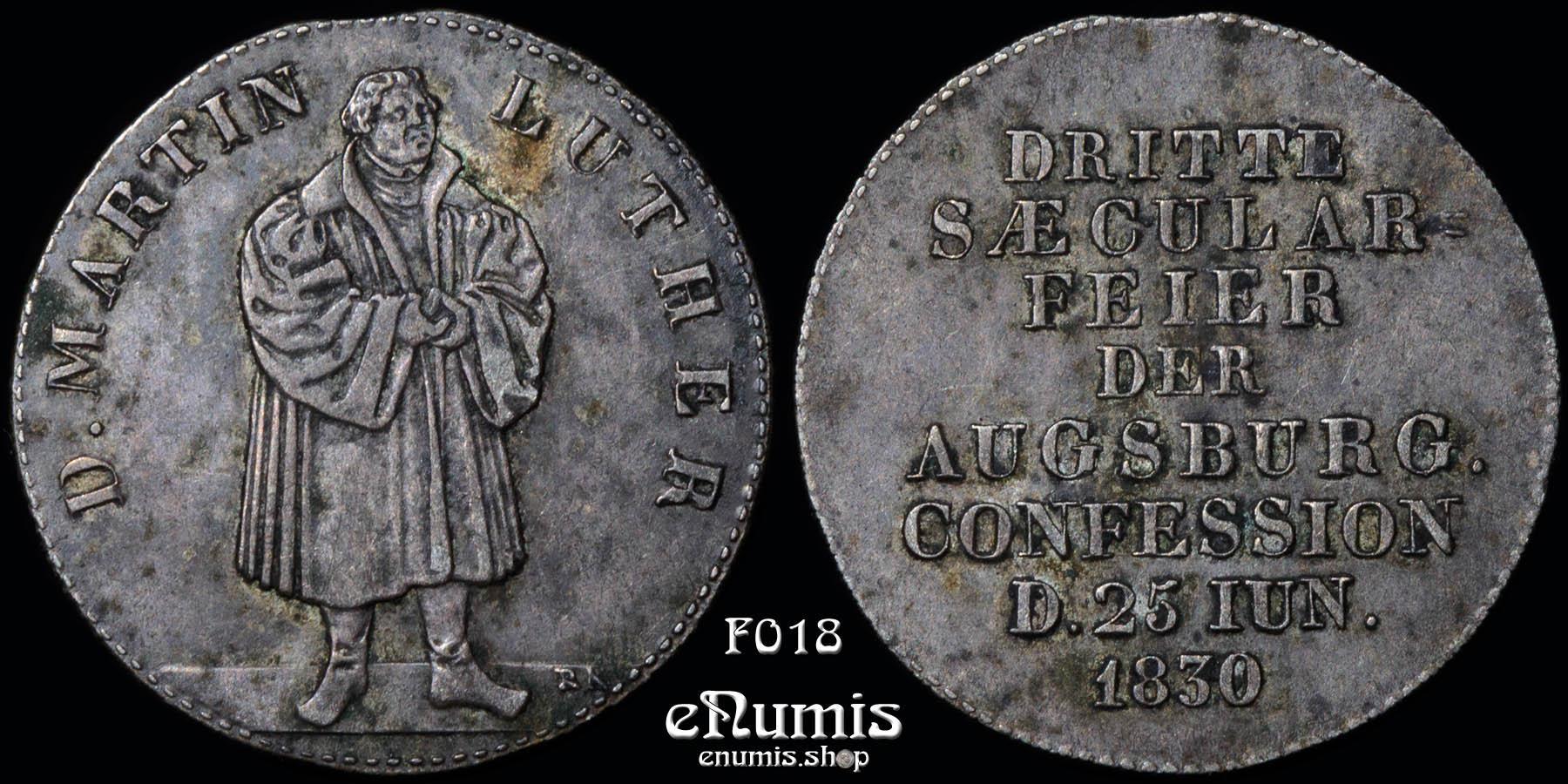 GERMANY, Medal 1830, Martin Luther, Augsburg Confession, aXF