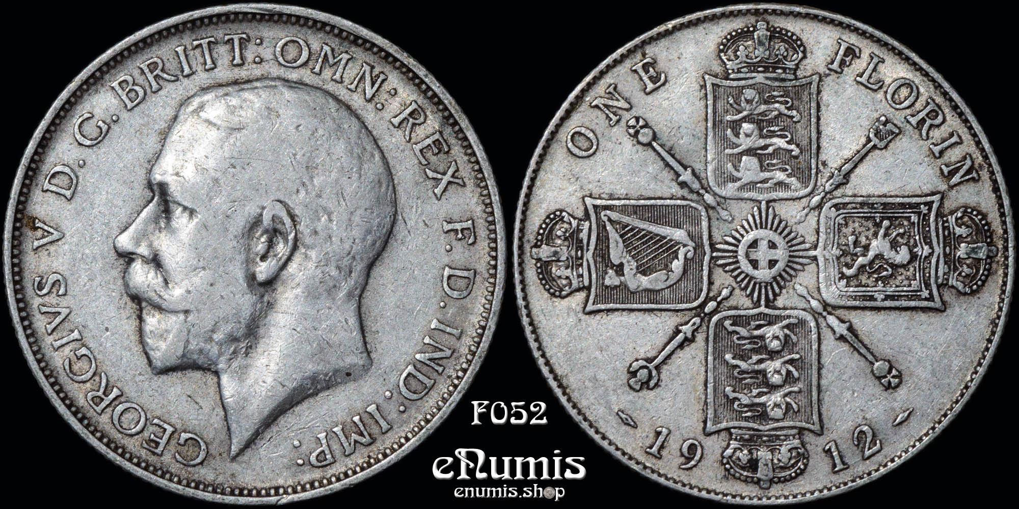 Great Britain, George V, Florin 1912, better date, VF+ Great Britain, George V, Florin 1912, better date, VF+