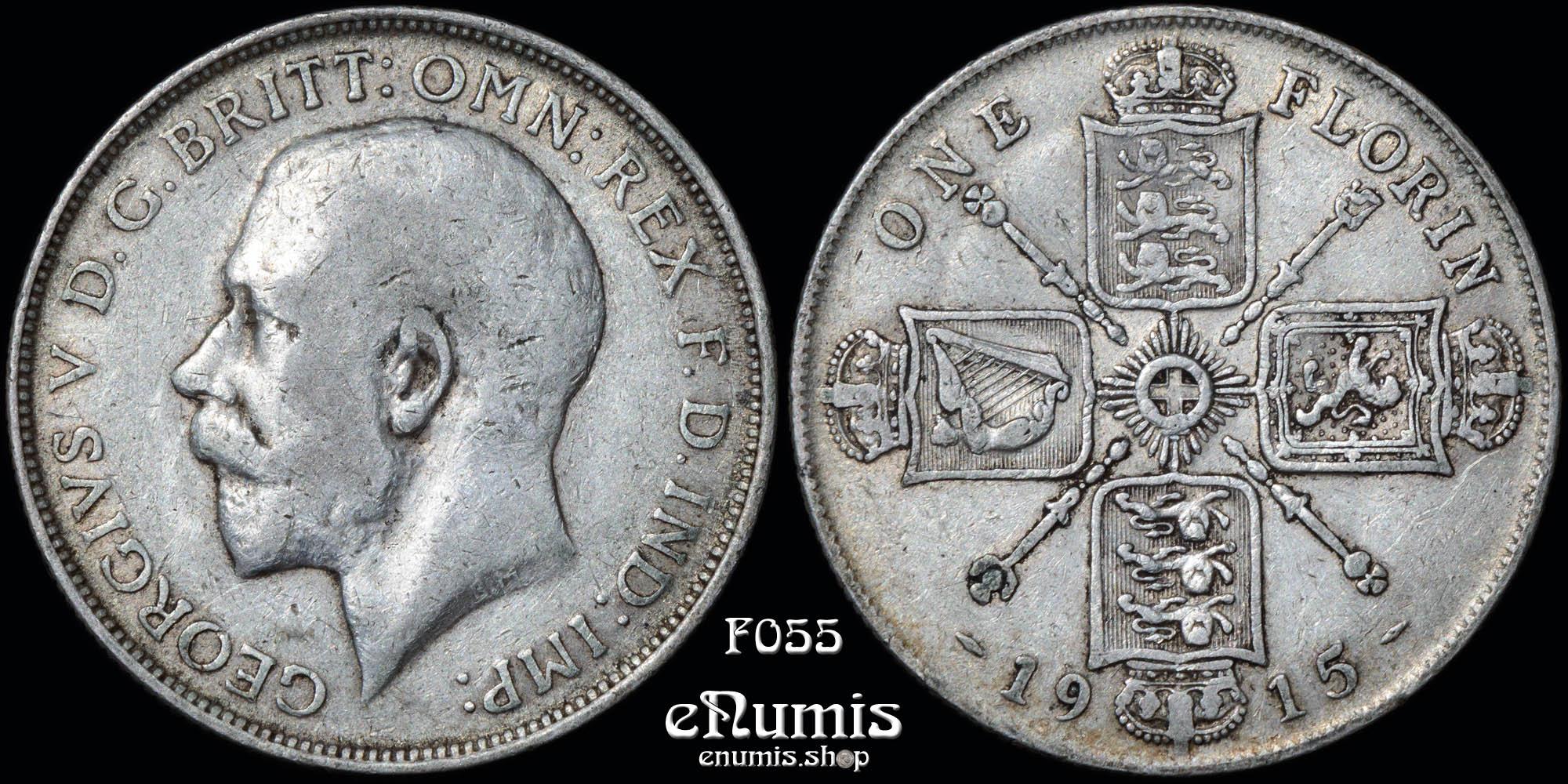 Great Britain, George V, Florin 1915, VF+