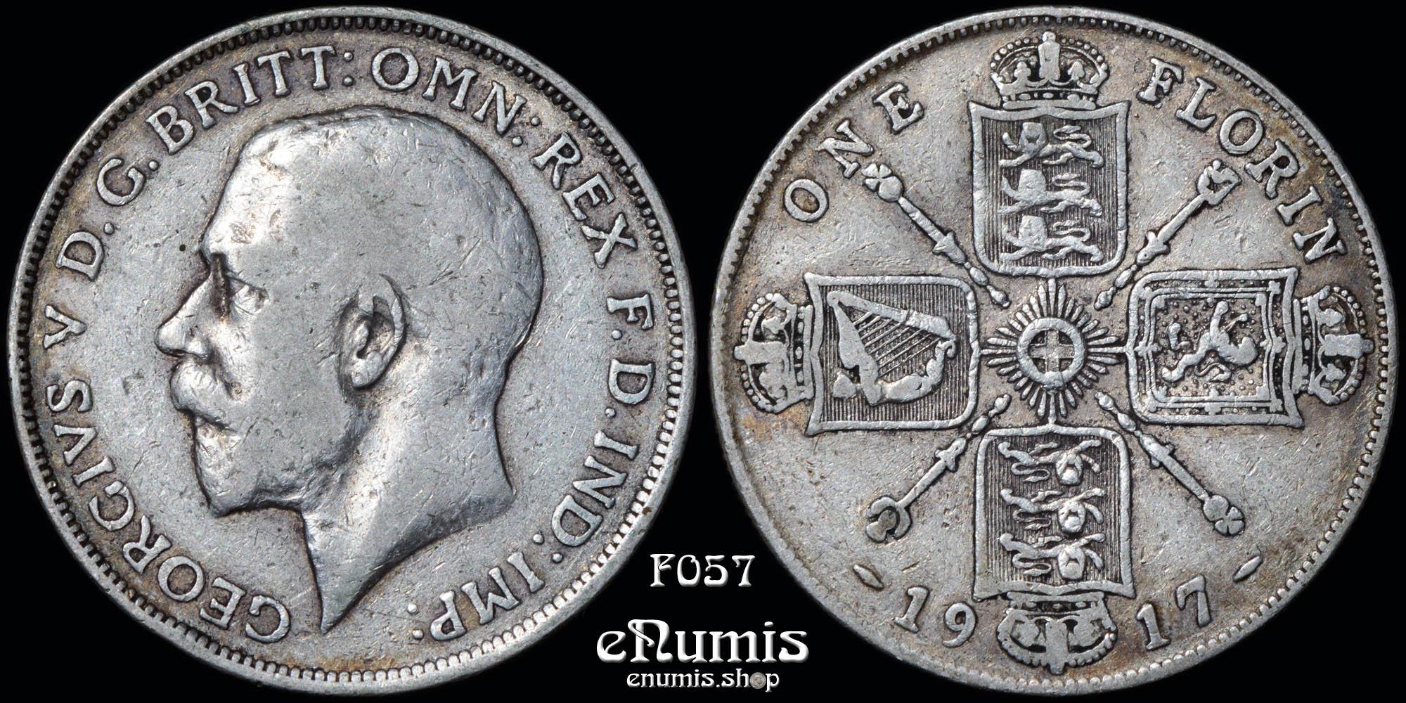 Great Britain, George V, Florin 1917, VF