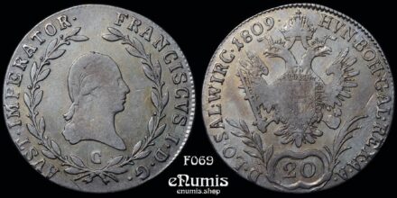 AUSTRIA, Franz I, 20 Kreuzer 1809 C, Prague, aXF