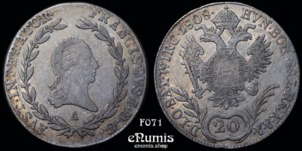 AUSTRIA, Franz I, 20 Kreuzer 1808 A, Vienna, aXF/XF
