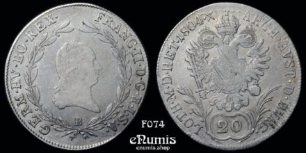 AUSTRIA, Franz II, 20 Kreuzer 1804 B, Kremnitz, VF/VF+