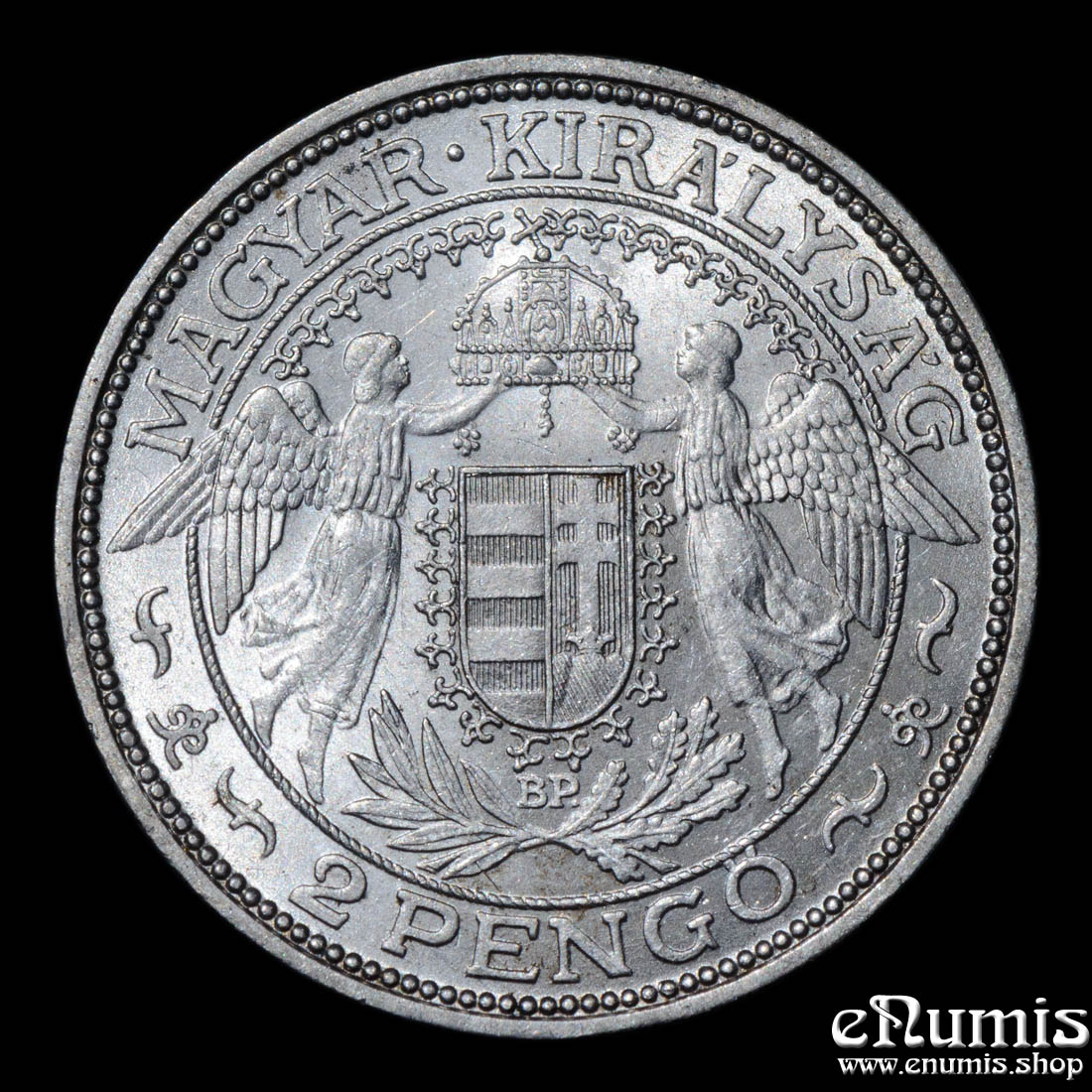 HUNGARY, 2 Pengo 1936, silver, better date, UNC