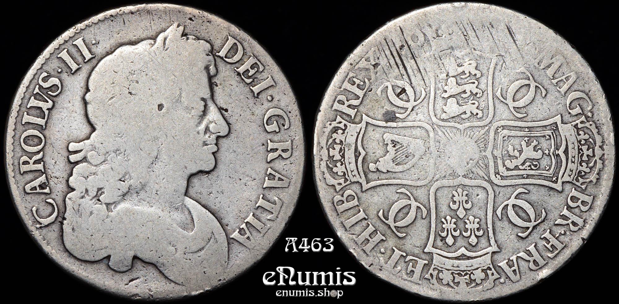 Great Britain, Charles II, Crown 1677, Vicesimo Nono, Fine Great Britain, Charles II, Crown 1677, Vicesimo Nono, Fine