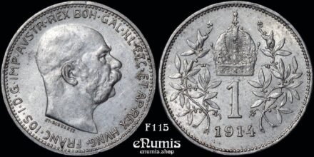 AUSTRIA, Franz Joseph I, 1 Corona 1914, aUNC/UNC