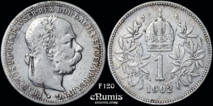 AUSTRIA, Franz Joseph I, 1 Corona 1902, VF