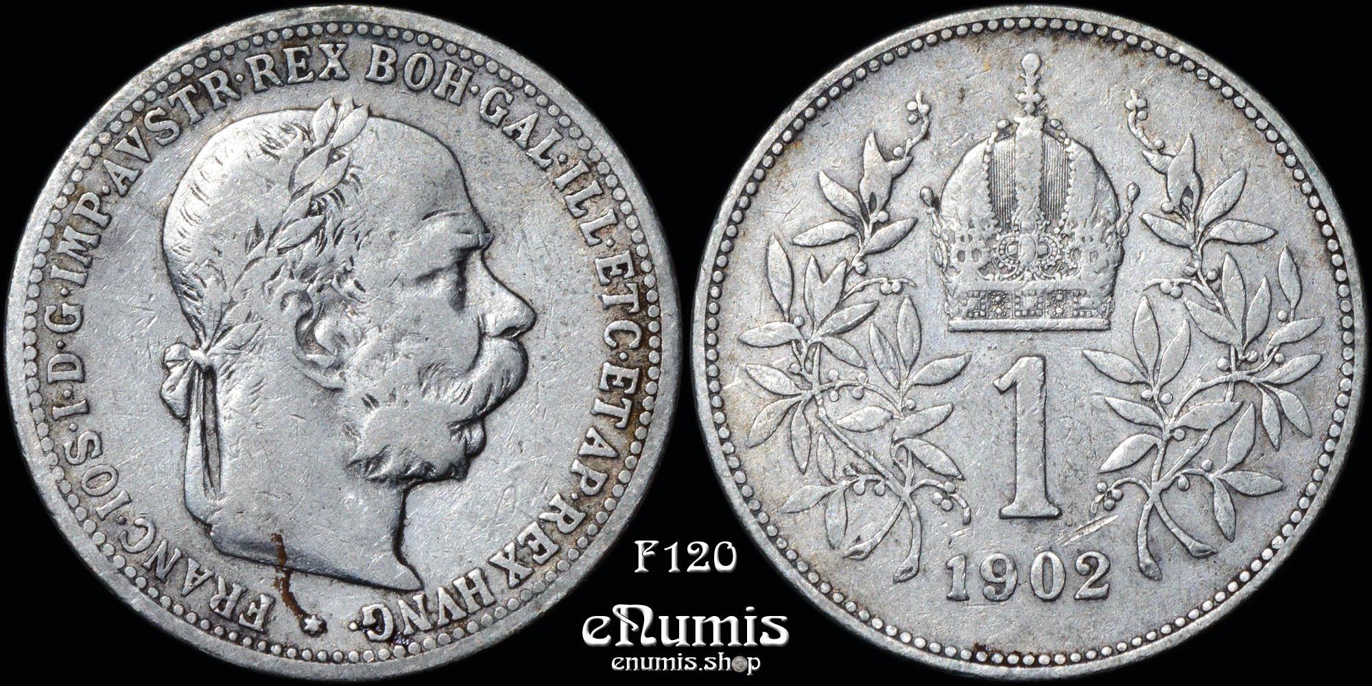 AUSTRIA, Franz Joseph I, 1 Corona 1902, VF AUSTRIA, Franz Joseph I, 1 Corona 1902, VF