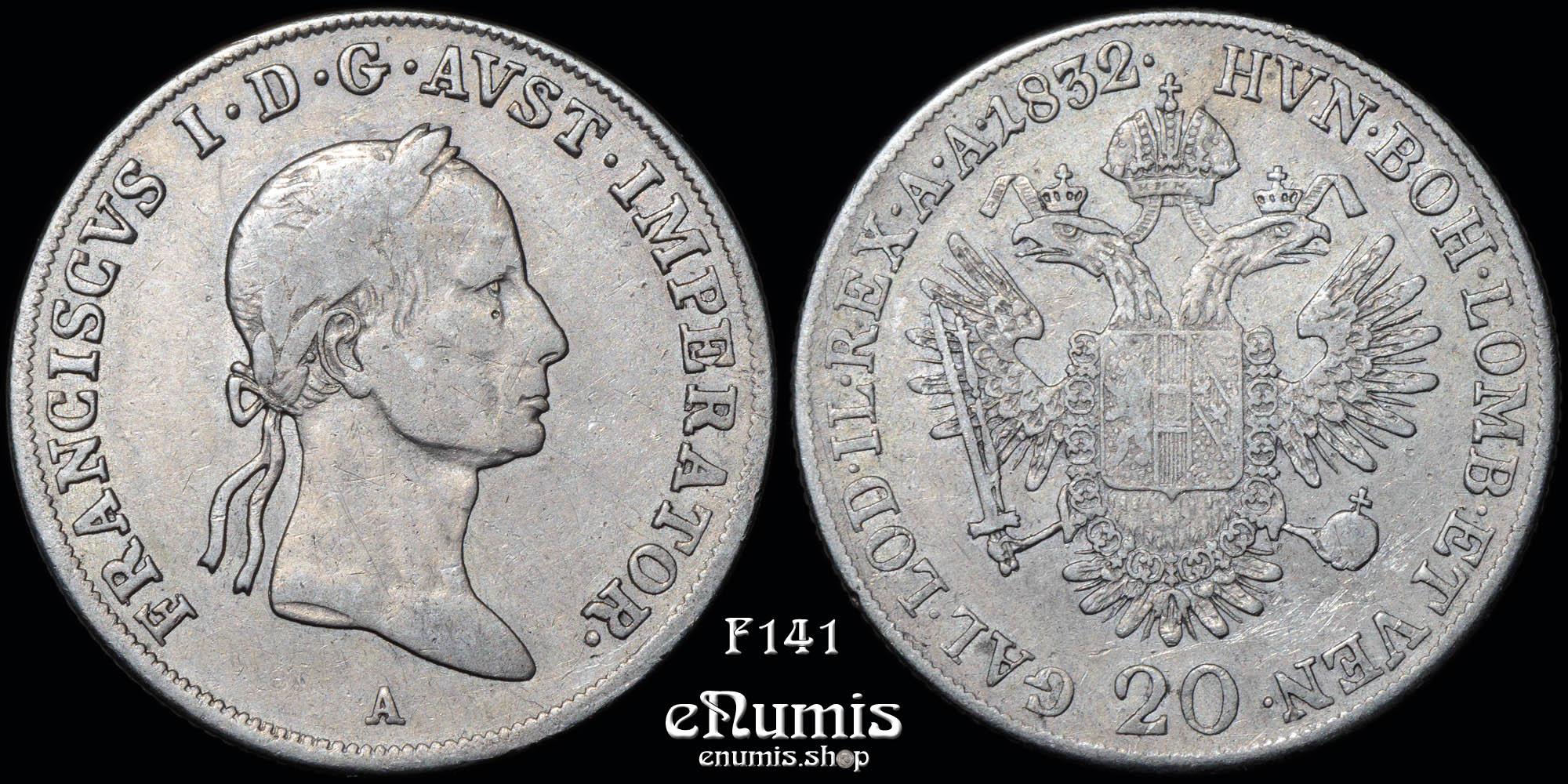 AUSTRIA, Franz I, 20 Kreuzer 1832 A, VF-XF